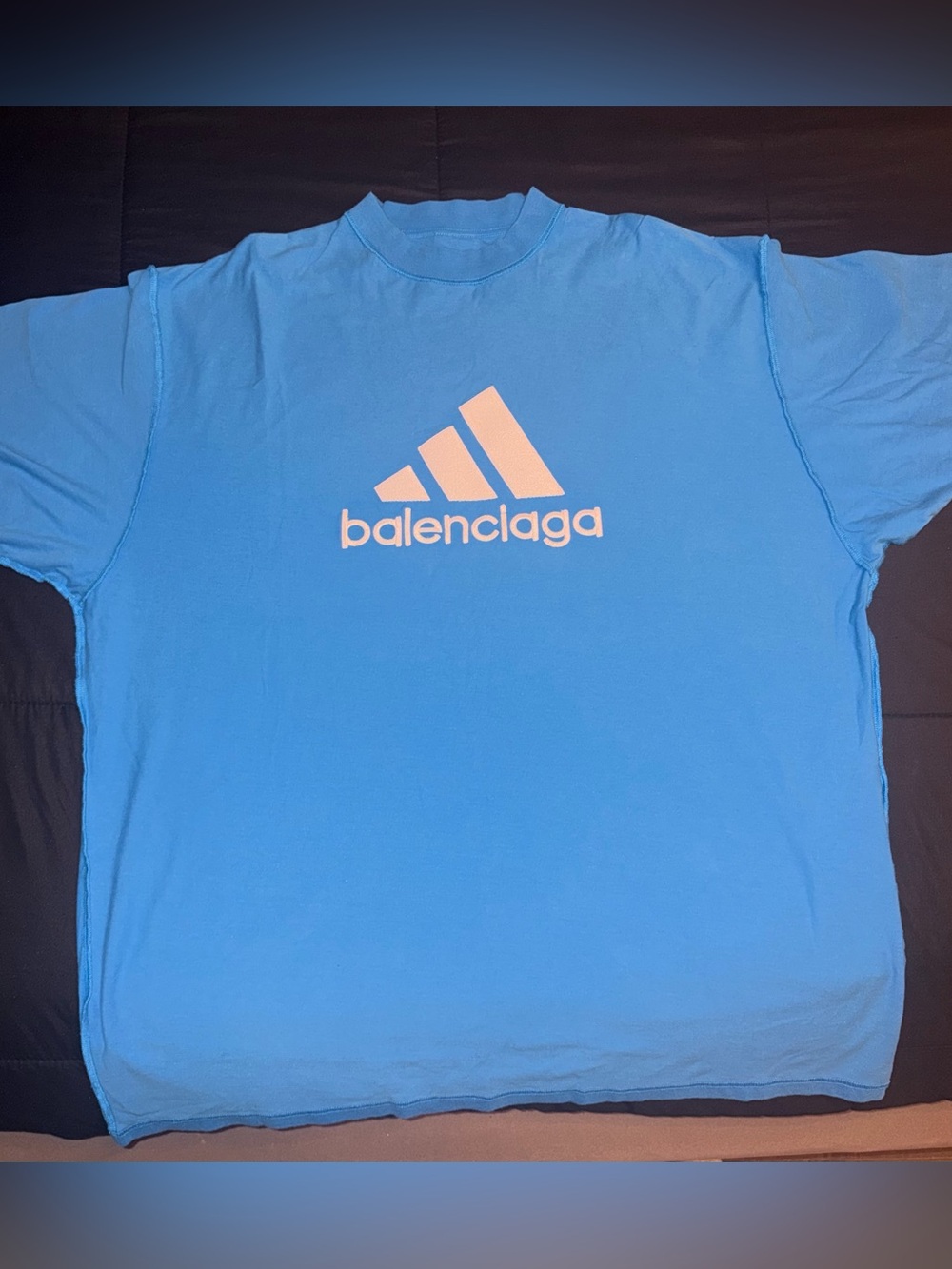 Balenciaga x adidas Embroidered Logo T-Shirt | Blue | Size 3